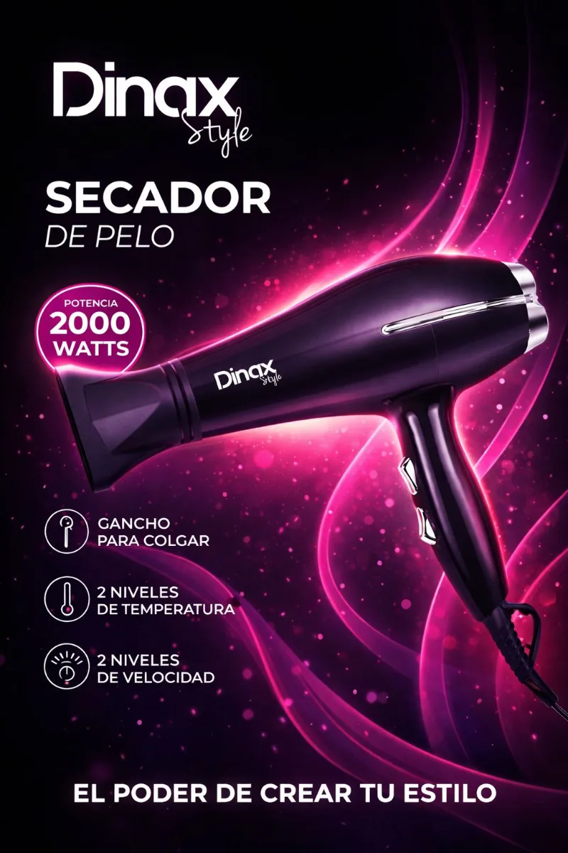 SECADOR DE PELO DINAX _Sechd2301 Negro_