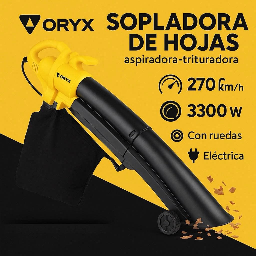 Sopladora Aspiradora Trituradora Hojas Pasto 3300w Con ruedas