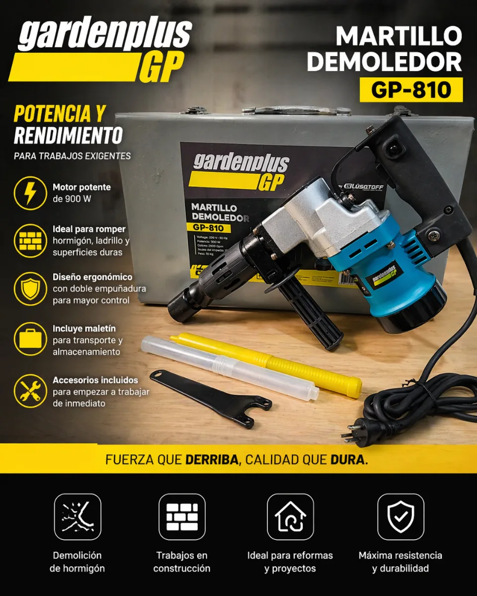 ⚙️Martillo Demoledor Lusqtoff *Garden Plus* Gp-810 900w 8.5j