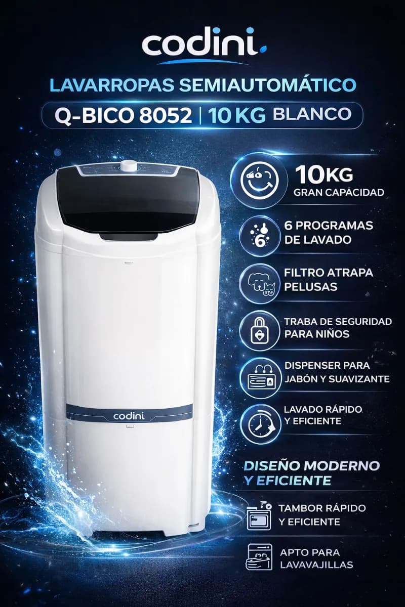 NUEVO INGRESO LAVARROPA CODINI 10 KG