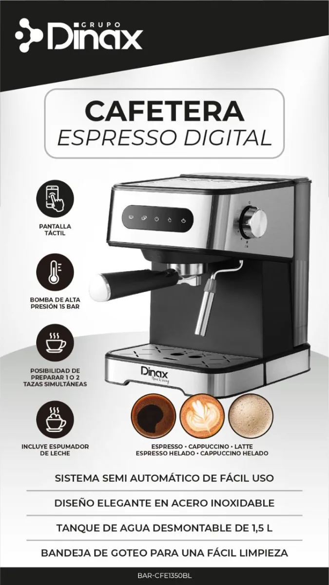 CAFETERA DINAX DIGITAL 1350W Barfe1350bl