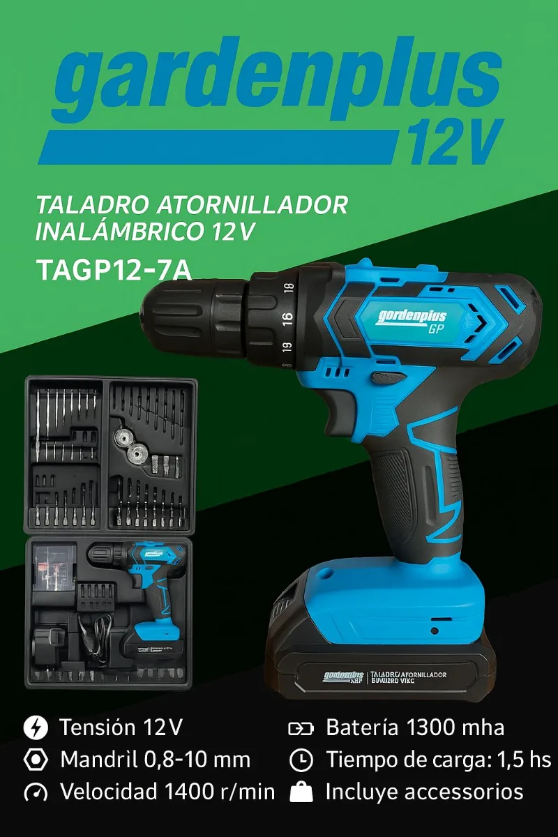 TALADRO ATORNILLADOR _GARDEN PLUS TACGP12-7A_