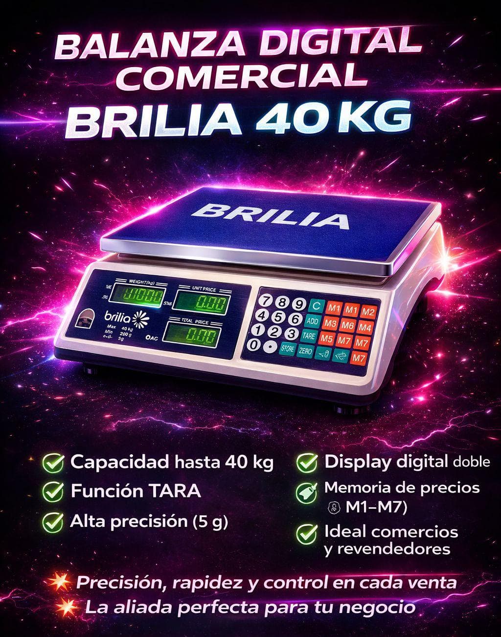 *BALANZA COMERCIAL BRILIA 40Kg* _sin mástil_ *8 semanas $11.000*