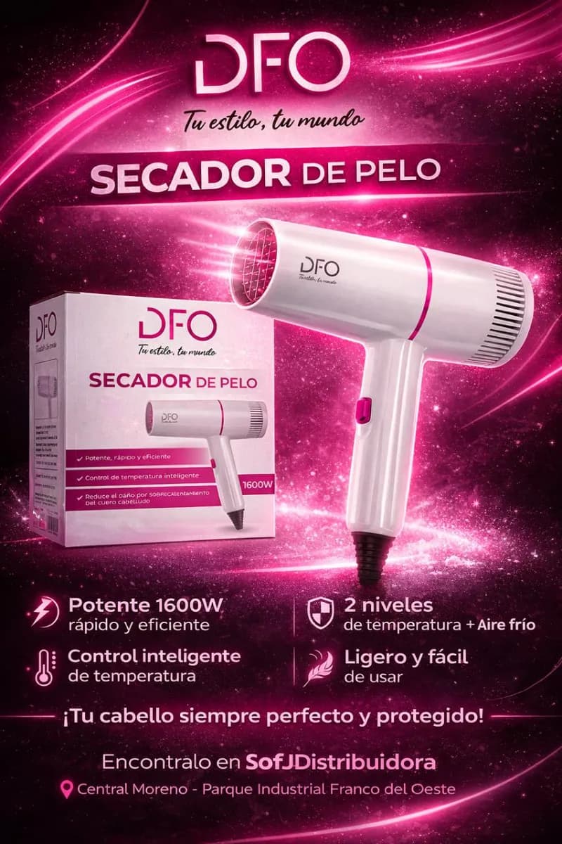 SECADOR DE PELO DFO Secw162004 Blanco Potencia 650w